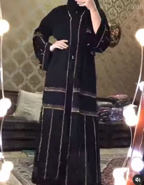 Diamond-Embellished Abaya Dress for Women